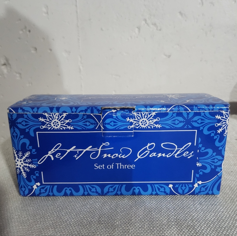 Let It Snow Candles Set of Three - Blue